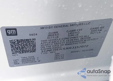 2024 Chevrolet Traverse Fwd Ls z USA, uszkodzony, nr VIN 1GNEREKSXRJ157072